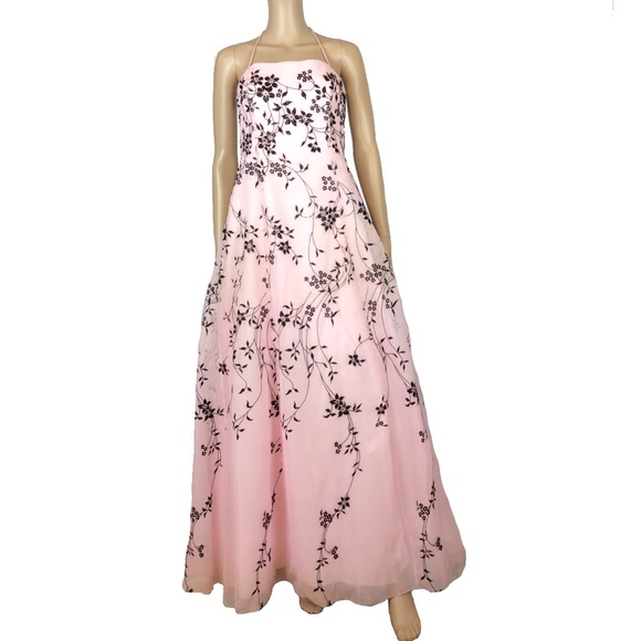 black and baby pink dress